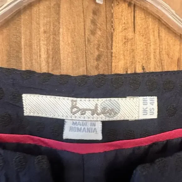 Boden Size 4 Pencil Dress Belted Midi Swiss Dots Navy Blue Classic Preppy - Picture 9 of 16